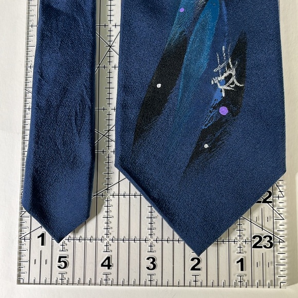 MONTEREY COUNTY BY THE SEA Mens Formal Blue Hand Painted 60" X 3.8" Silk Tie - Picture 6 of 8